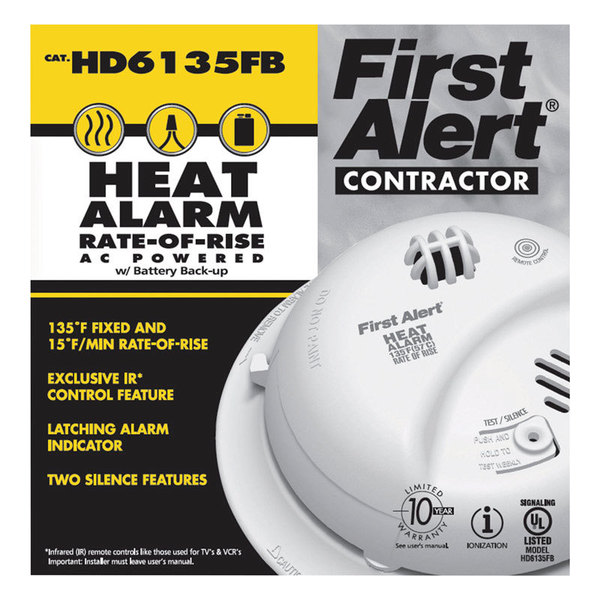 First Alert Heat Alarm 120V+9V Batt HD6135FB